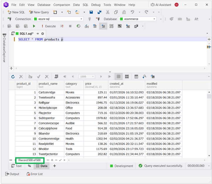 SQL Server Sample Dataset