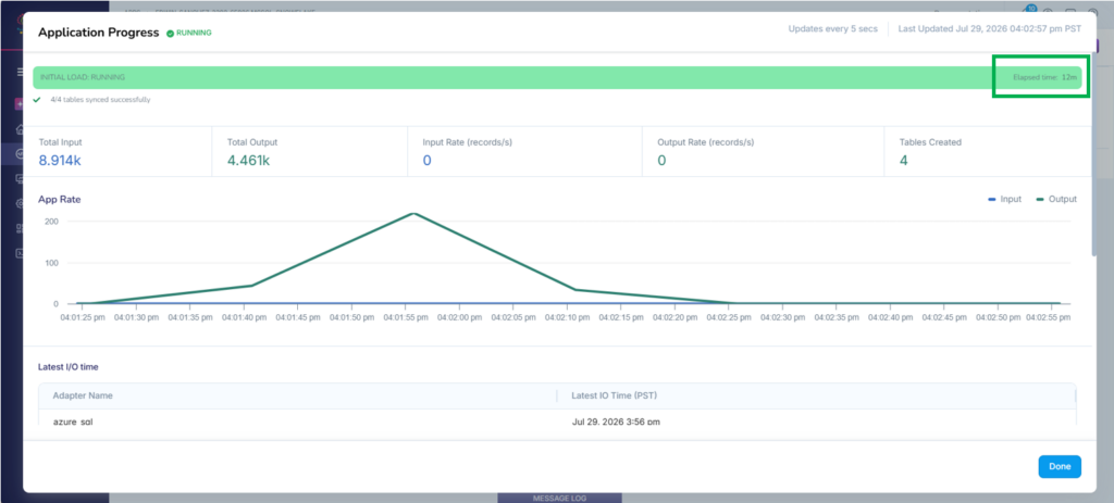 Striim data application progress