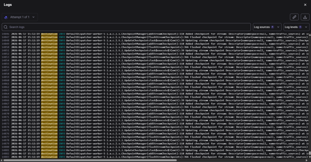 Airbyte sync log viewer