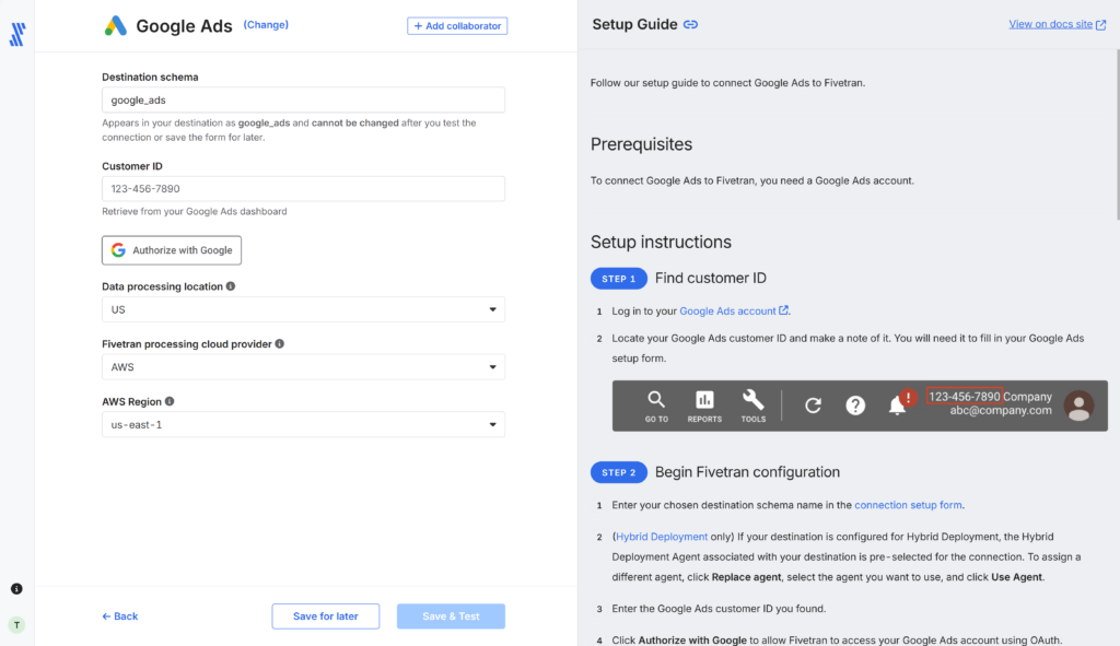 Fivetran Google Ads connector