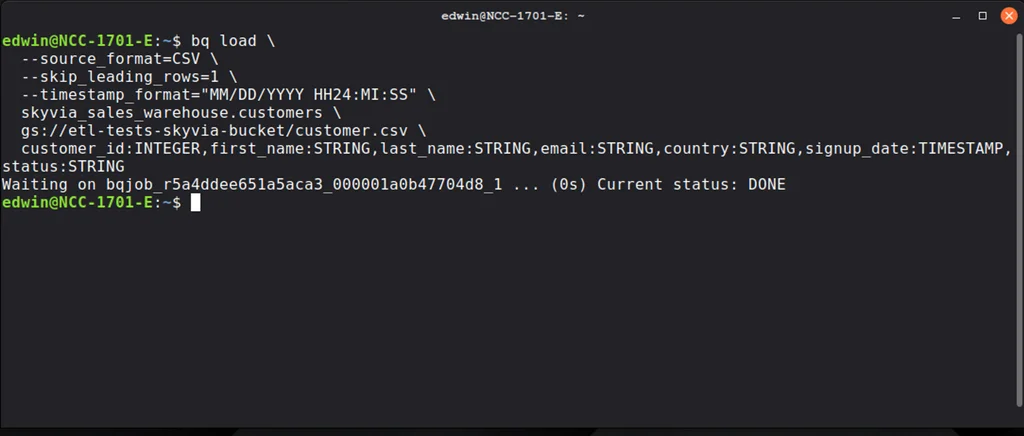 BigQuery bq load