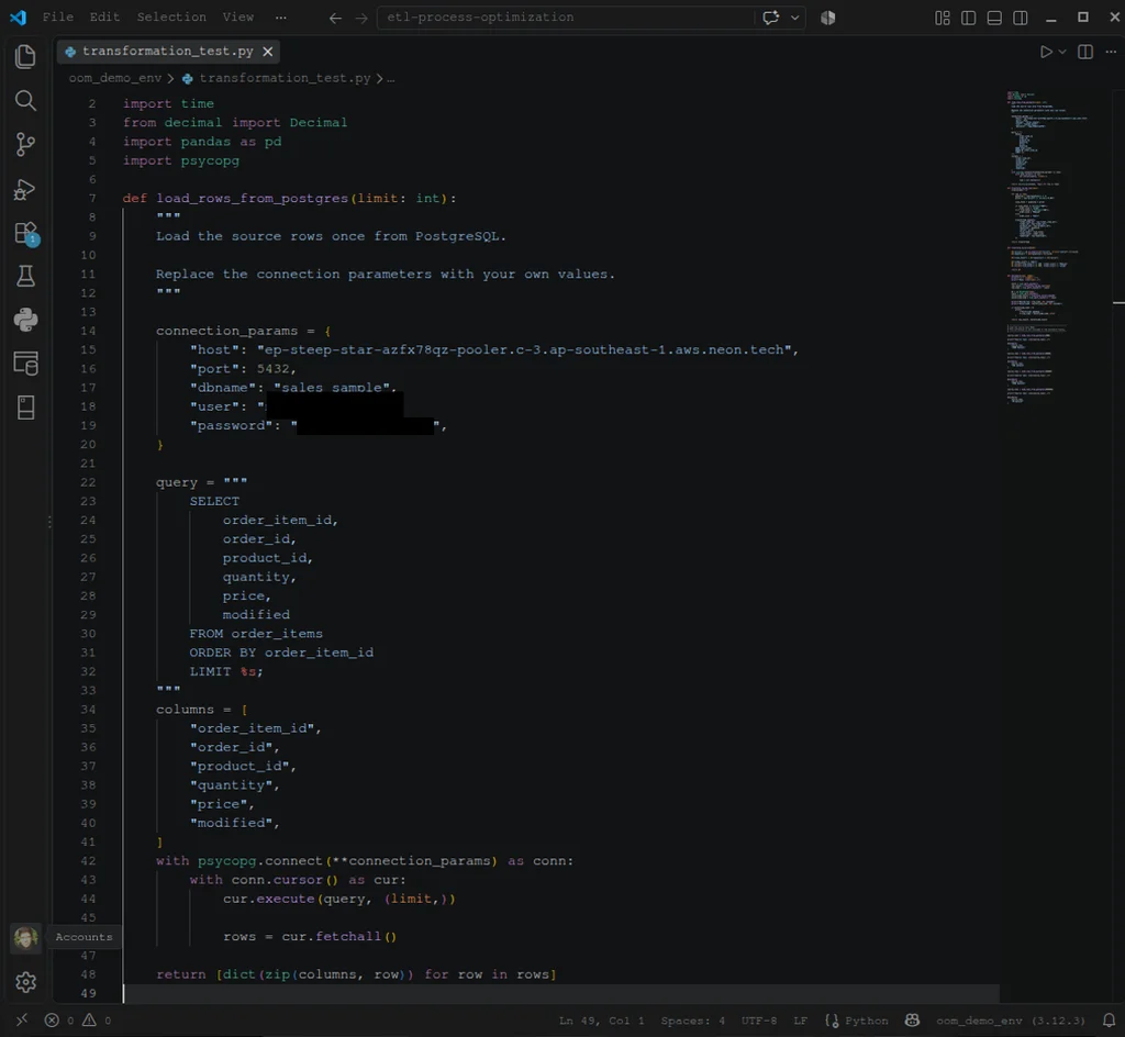 Transform credentials query in Python