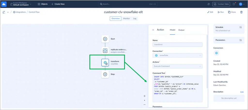 Pushdown SQL transformation in Skyvia Control Flow