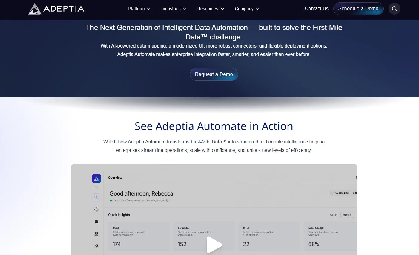 Adeptia Automate main page