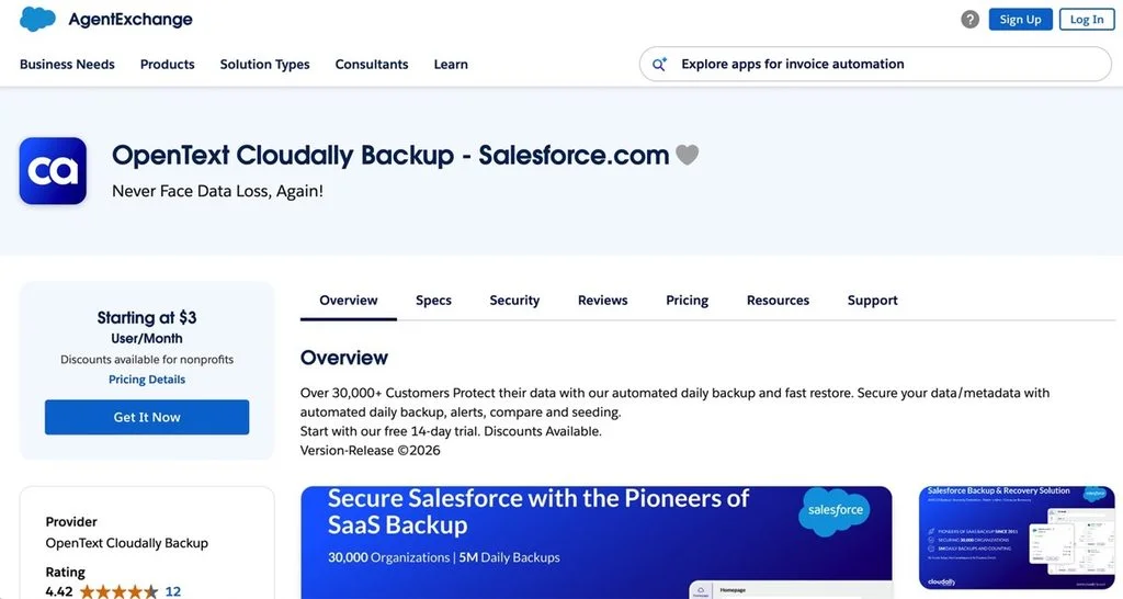 OpenText Cloudally Backup for Salesforce