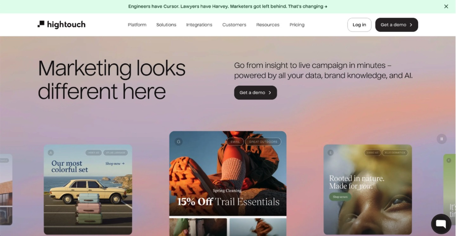 Hightouch homepage highlighting its composable customer data platform for activating customer data across tools.