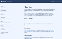 Screenshot of the Skyvia online documentation, showing a page with a navigation sidebar and technical content.