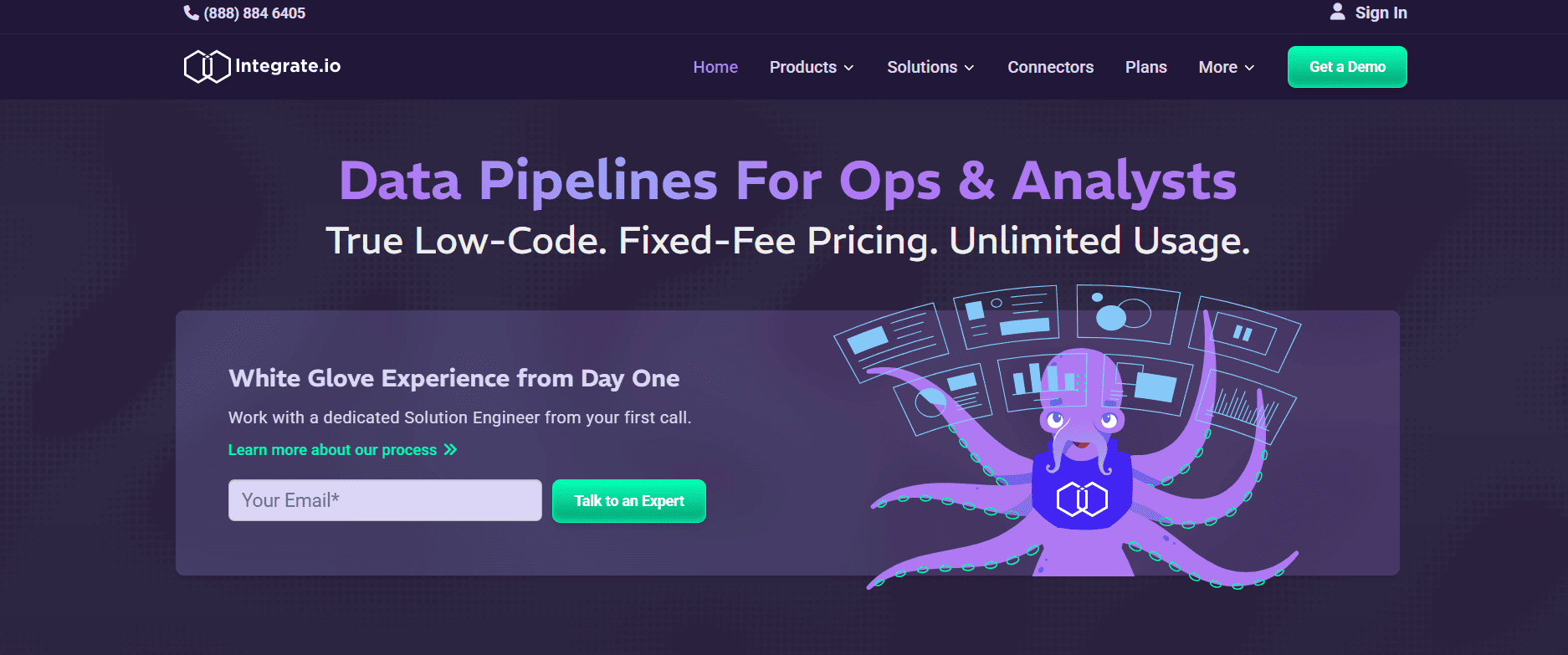 Integrate.io homepage screenshot