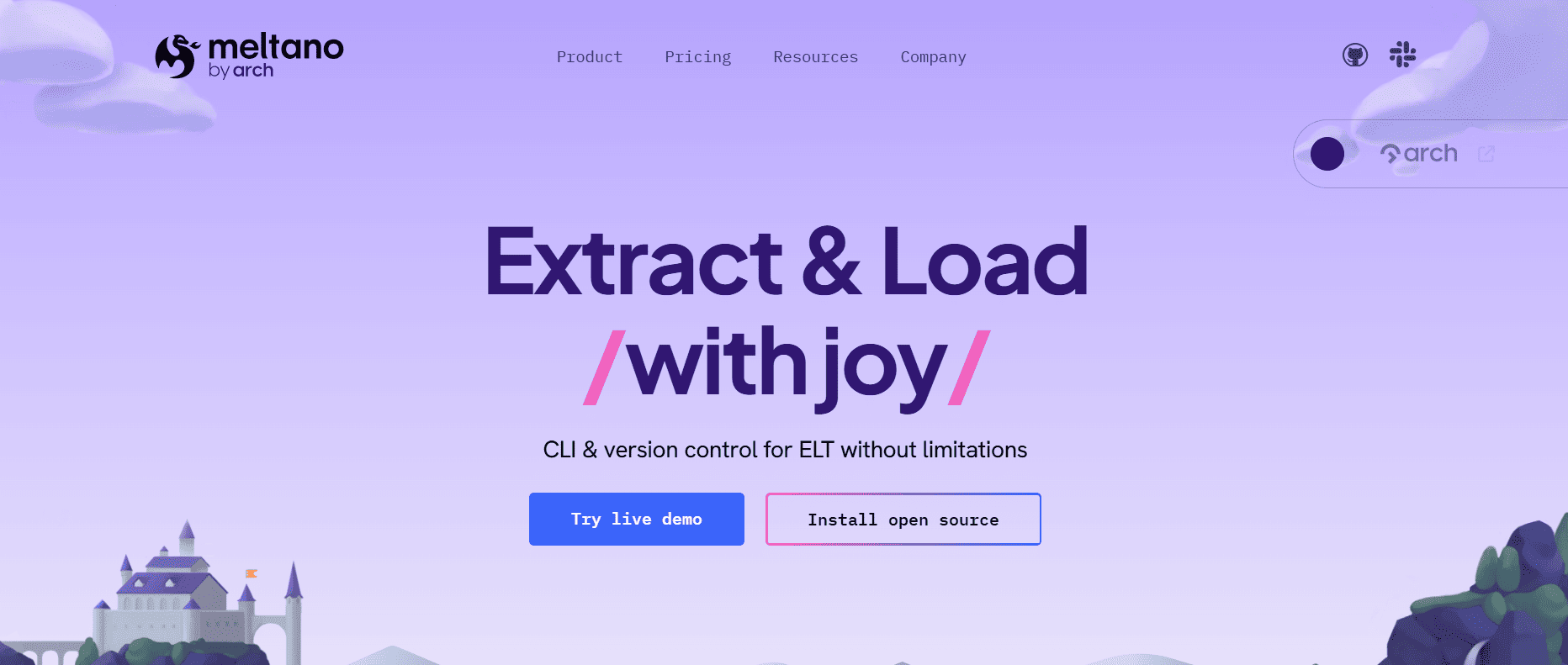Meltano homepage screenshot