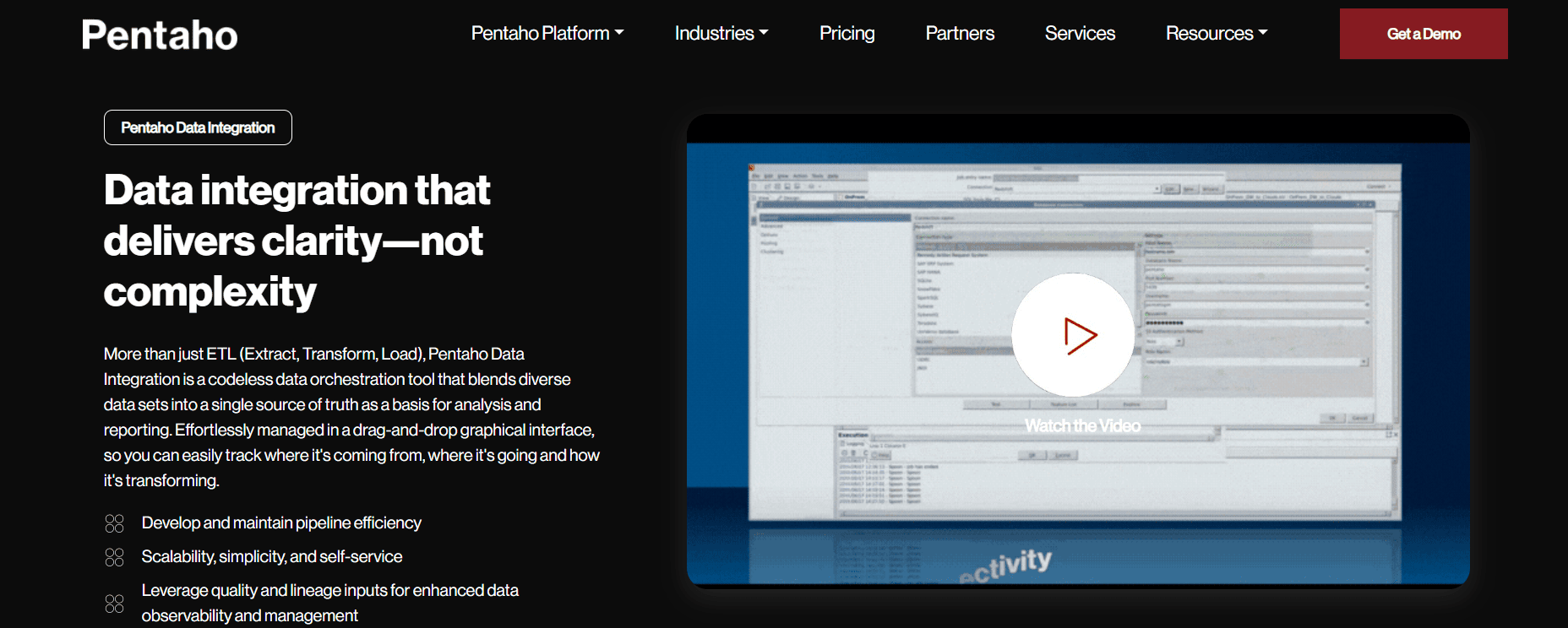 Pentaho Data Integration homepage screenshot