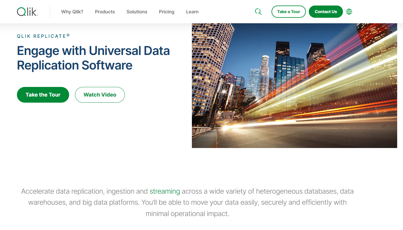 Qlick Replicate main page