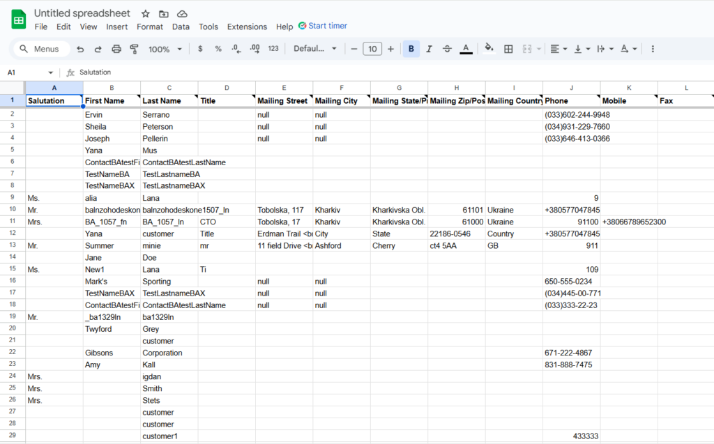 Salesforce to Google Sheets Integration via Adds-on Results
