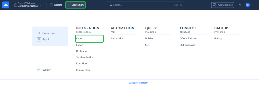 Skyvia Import Create